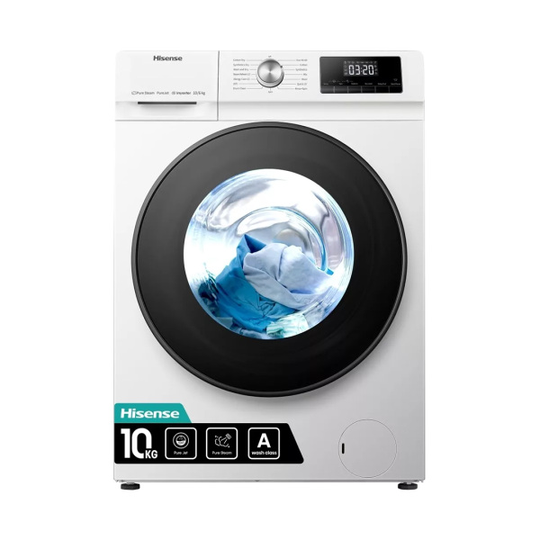 HISENSE Washing Machine, 8/5Kg, Washer & Dryer Combo, Fully Automatic, Front Load, Silver