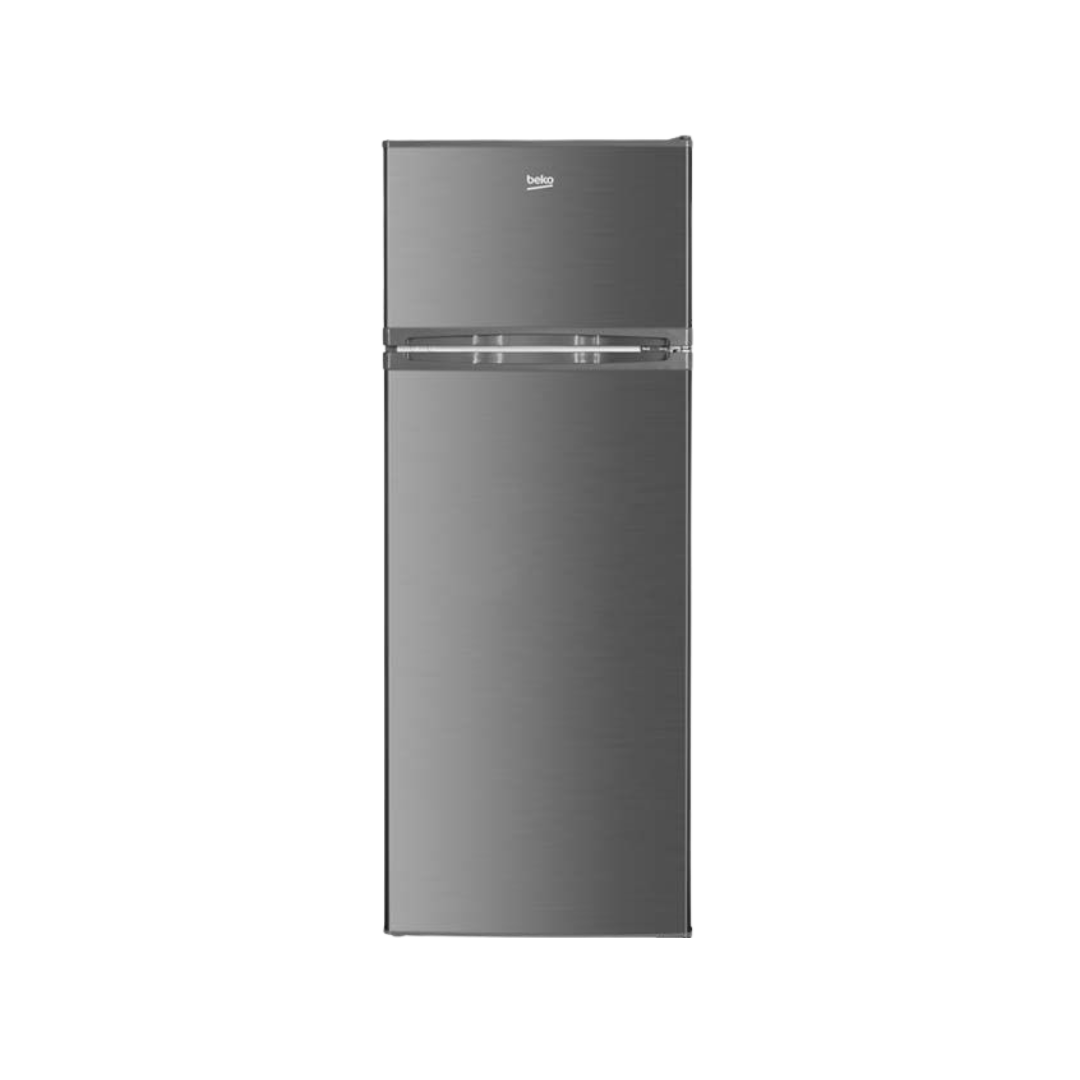 BEKO Fridge, 205L, 2 Door Top Mount Freezer Defrost (Direct Cool), Inox Silver