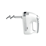 MIKA Hand Mixer, 300W, 5 Speed with Turbo, Dough Hook, White & SS