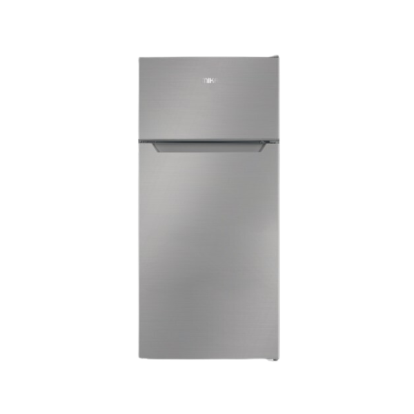 MIKA Fridge, 112L, 2 Door Top Mount Freezer Defrost (Direct Cool), Line Silver Dark