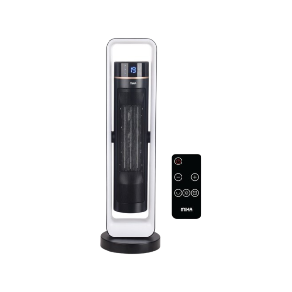 MIKA Tower Ceramic Heater, 1500W-2200W, With Remote, Black & White