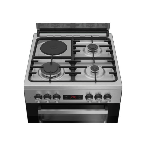 BEKO Standing Cooker, 60cm X 60cm, 2 Gas Burner + 1  Wok, Stainless Steel Inox