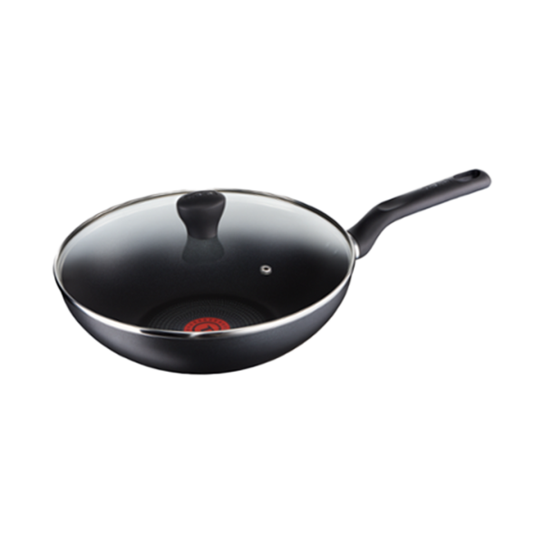 TEFAL Super Cook Aluminium Non Stick Wok Ptfe Pan 28Cm + Lid