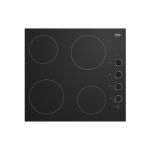 BEKO Built-In Hob,  60cm, 2 x 180mm & 1700W, 4 Vitroceramic  Plate Hob On Black Glass Side