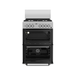 BEKO Standing Cooker, 60cm X 60cm, 3 Gas Burner + 1  Rapid Hot Plate, Double Oven, Stainless Steel Inox