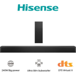 HISENSE 240 W Soundbar with Wireless Subwoofer , BT, DOLBY AUDIO,  6 Preset Audio Mode