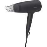 PHILIPS 3000 Series Hairdryer with Thermoprotect attachment, 1600W, 3 Heat and speed settings, Black