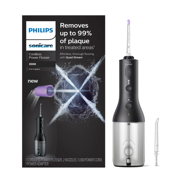 PHILIPS Sonicare Cordless  Power Flosser 3000, Quad Stream technology for faster, more effective floss