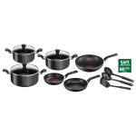 TEFAL Super Cook Aluminium Non-Stick Ptfe 12Pc Cookware Set (Black)