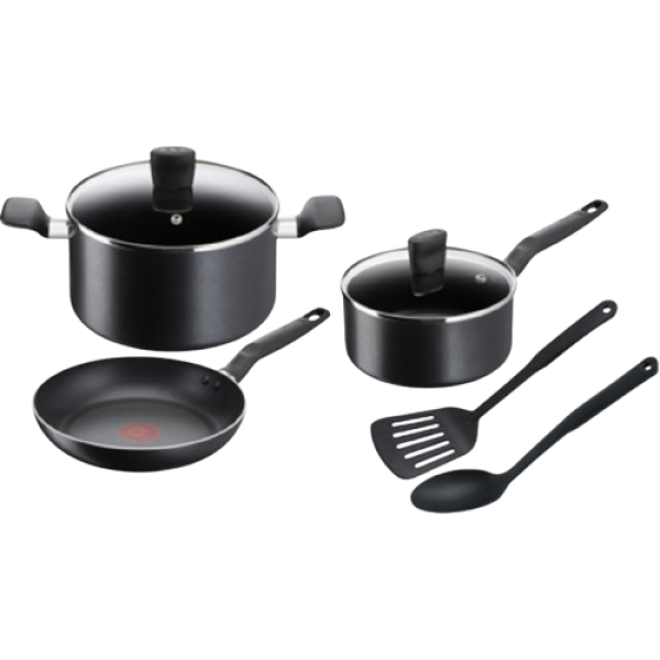 TEFAL Super Cook Aluminium Non-Stick Ptfe 7Pc Cookware Set (Black)