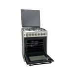 MIKA Standing Cooker, 60cm x 60cm, 4 Gas Pool Jet Burners (1 Wok), FLAME FAILURE SAFETY, Button Ignition, 10 Function Electric Oven (Air Fry+Convection Fan), Rotisserie, Half Inox