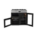 BEKO Standing Cooker, 90cm X 60cm, 4 Gas Burner + 1 Wok, Electric Oven, Silver, Double Oven