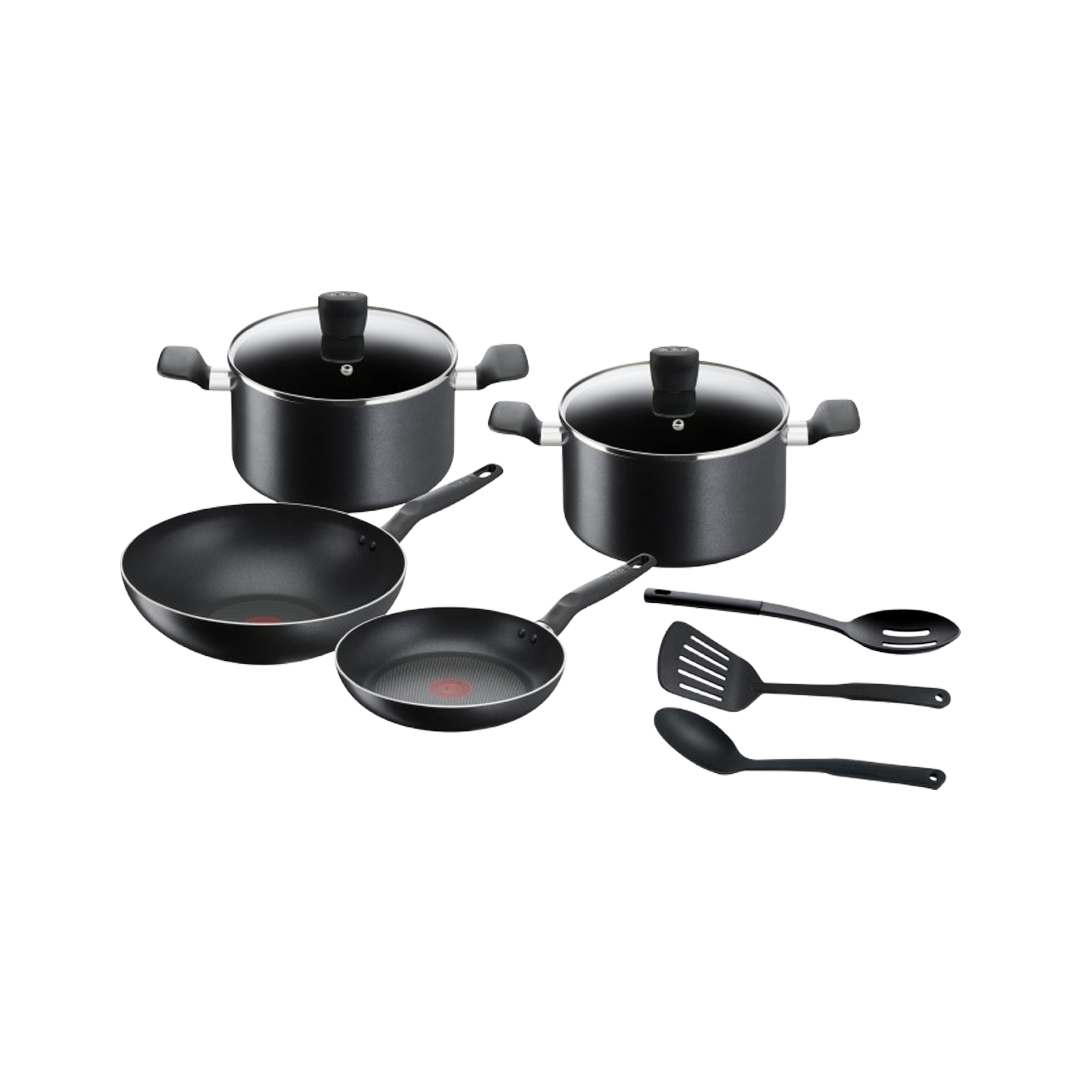 TEFAL Super Cook Aluminium Non-Stick Ptfe 12Pc Cookware Set (Black)