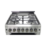 MIKA Standing Cooker, 60cm x 60cm, 4 Gas Pool Jet Burners (1 Wok), FLAME FAILURE SAFETY, Button Ignition, 10 Function Electric Oven (Air Fry+Convection Fan), Rotisserie, Half Inox