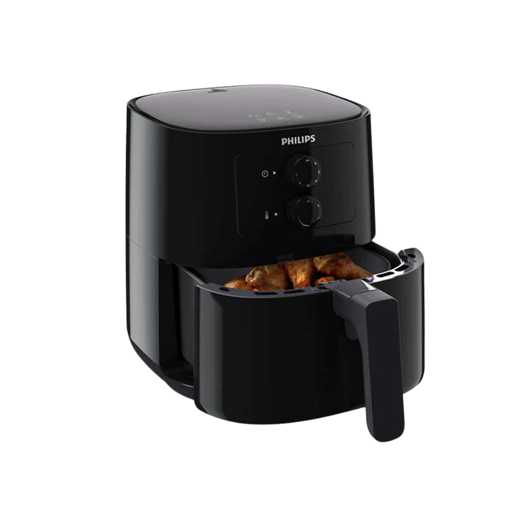 PHILIPS Essential  Air fryer Black, Fry, Bake, Grill, Roast and Ev en reheat.
800G, 4.1L, Rapid Air Tech