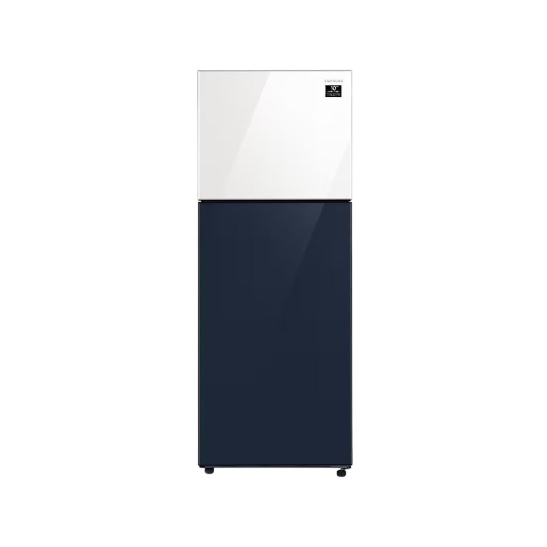 SAMSUNG Fridge, 348L, 2 Door Top Mount Freezer No Frost (Frost Free), White & Navy