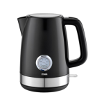 MIKA Kettle, 1.7L, Plastic, 360º Cordless, Concealed Element,with Temperature Gauge, Black