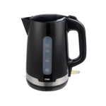 MIKA Kettle, 1.7L, Plastic, 360º  Cordless ,Concealed Element, Black with S.S. Trim