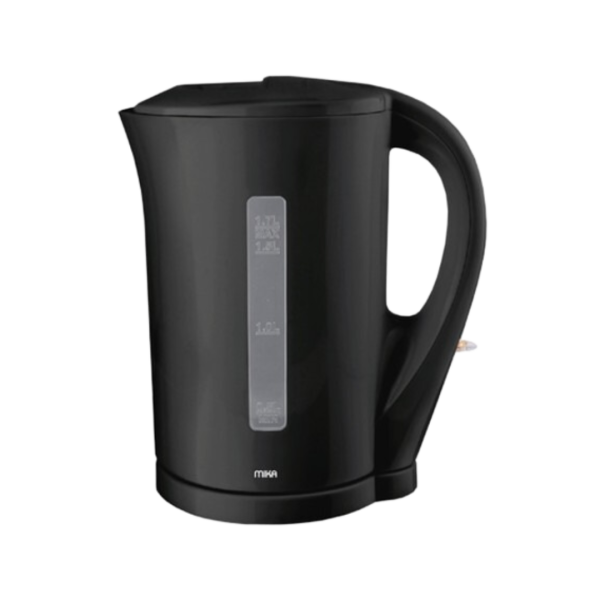 MIKA Kettle, 1.7L, Plastic, Cordless, Open Element, Black