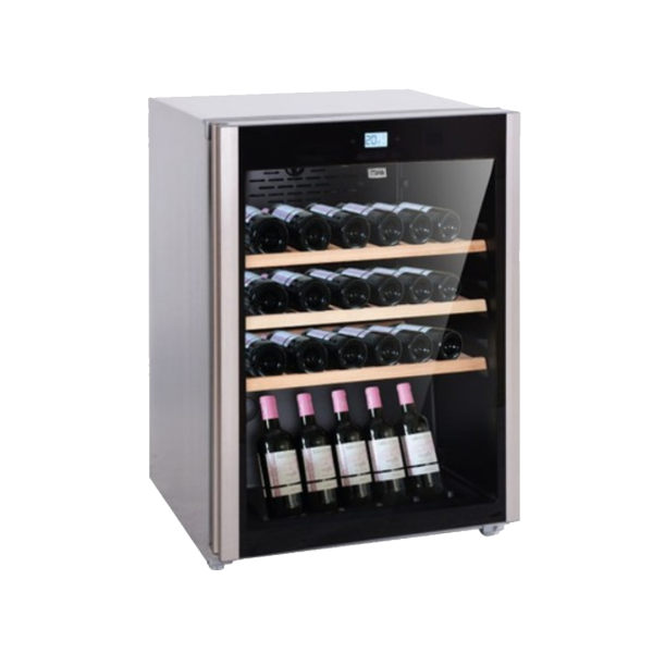 MIKA Wine Chiller, 43 Bottles, Oak Shelves, Black