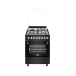 MIKA Standing Cooker, 60cm x 60cm, 3 Gas Pool Jet Burners + 1 RAPID Hot Plate, FLAME FAILURE SAFETY, Auto Ignition, 6 Function Electric Oven (Convection Fan), Rotisserie, S.S Hob, Matt Black 