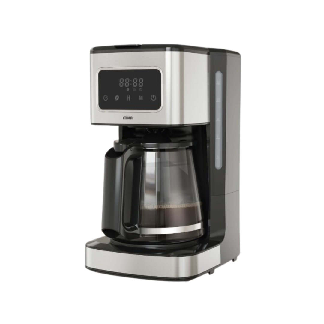 MIKA Coffee Maker, Digital, 12 Cups, 1000W, Black & Stainless Steel