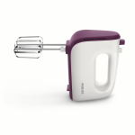 PHILIPS Hand Mixer, 450W, 5 Speed with Turbo, with Strip Beaters & Dough Hooks, White & Purple