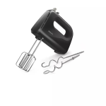 PHILIPS Hand Mixer, 300W, 5 Speed with Turbo, with Strip Beaters & Dough Hooks, Black & SS