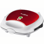 MOULINEX Sandwich Maker, 3 Slice, 700W, Red Ruby & SS