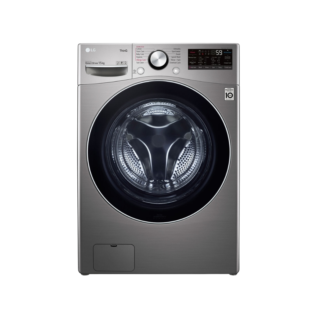 LG Washing Machine, 15Kg, Full Auto Front Load Wash Only, Platium Silver