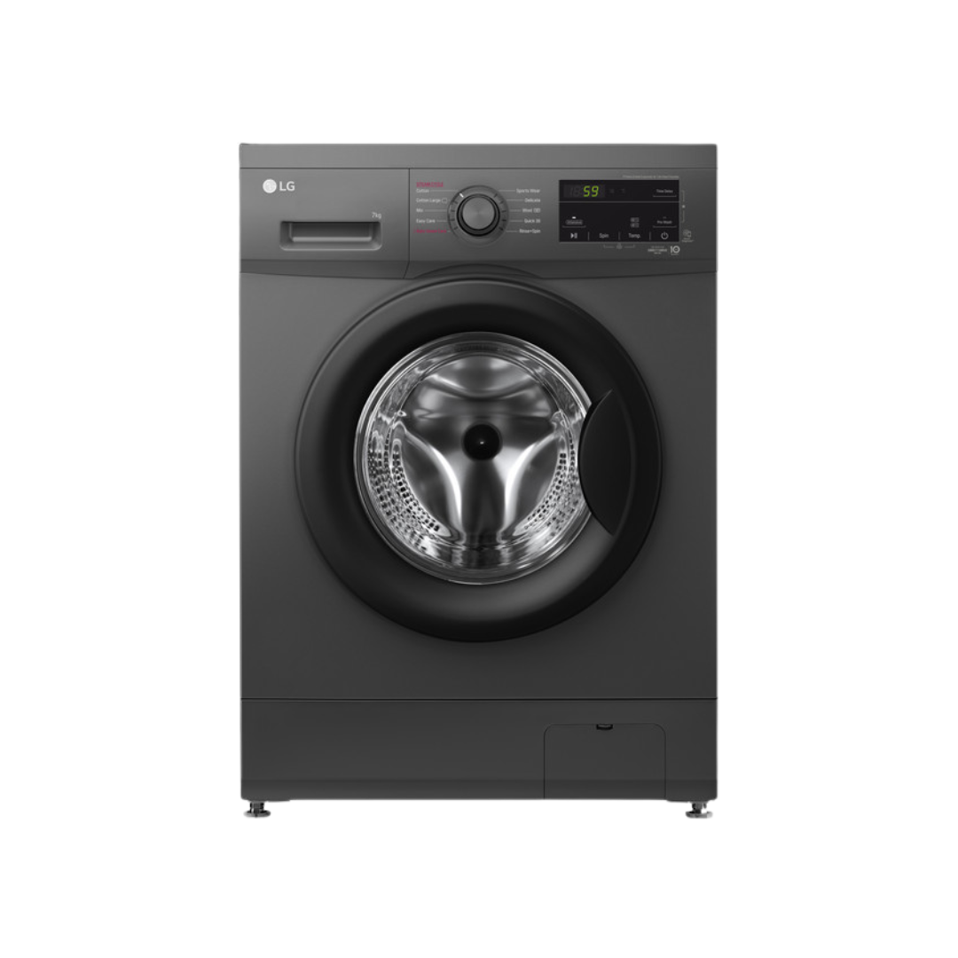 LG Washing Machine, 8kg, Full Auto Front Load Wash Only, Black