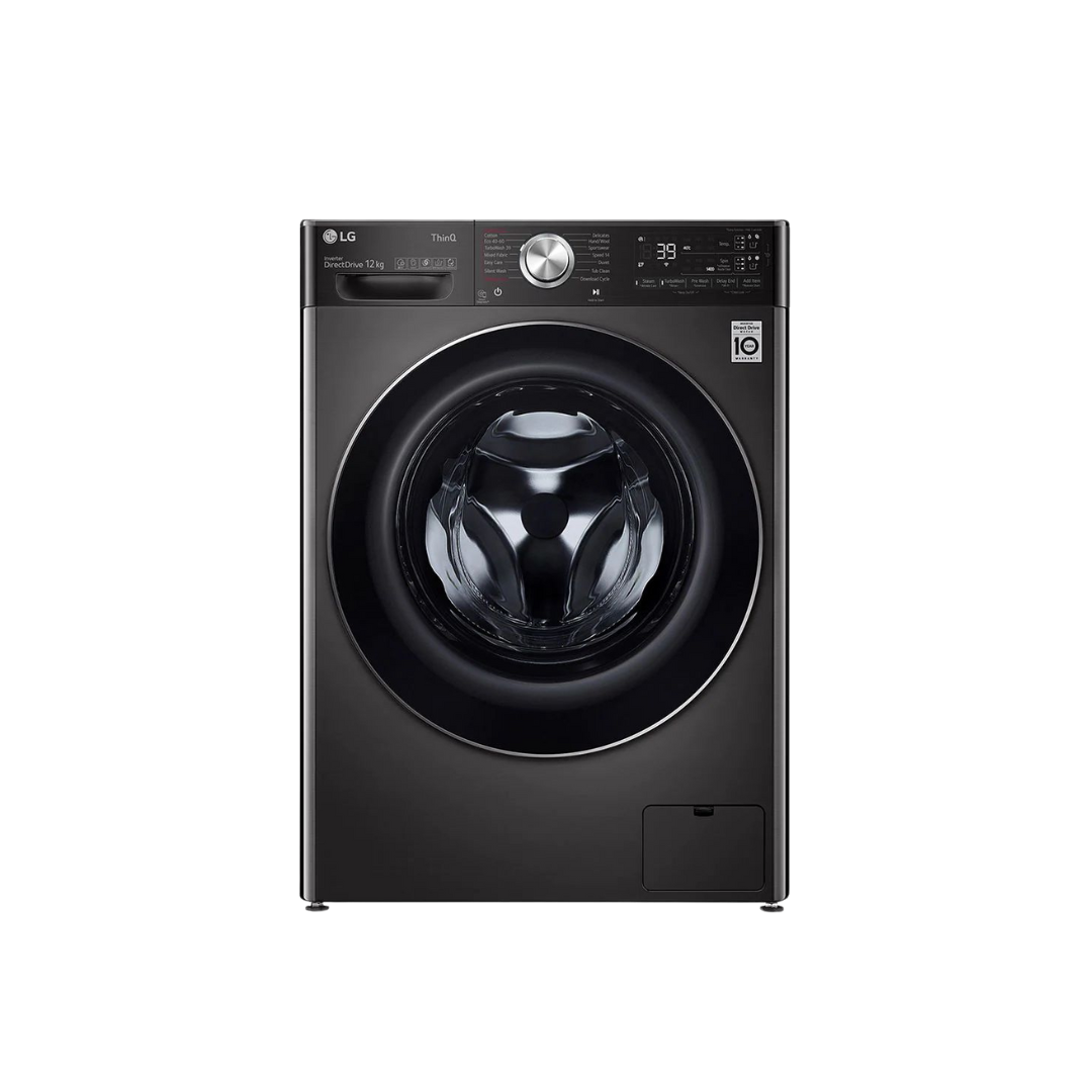 LG Washing Machine, 12Kg, Full Auto Front Load Wash Only, Matte Black