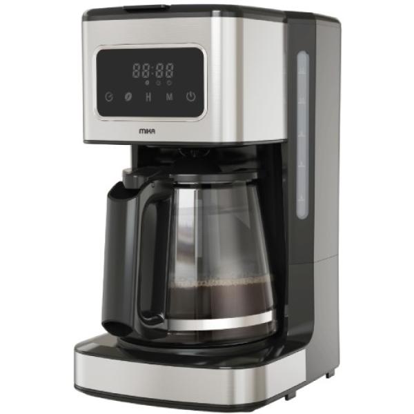 MIKA Coffee Maker, Digital, 12 Cups, 1000W, Black & Stainless Steel