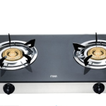 MIKA Gas Stove, Glass Top, Double Burner, Black