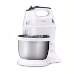 MOULINEX Hand Mixer, 300W, 5 Speed with Turbo, Dough Hooks, White & SS