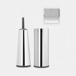 BRABANTIA Renew Toilet Accessory Set Of 3 Brilliant Steel