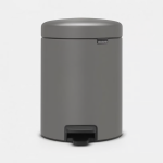 BRABANTIA Pedal Bin New Icon, 5L Mineral Concrete Grey