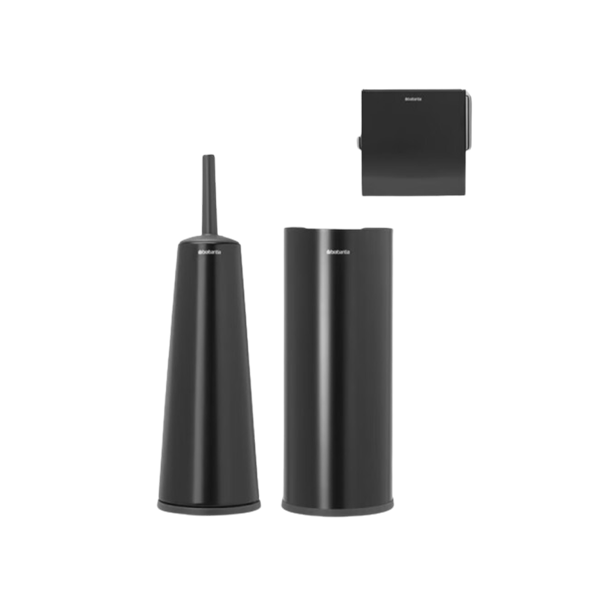 BRABANTIA Renew Toilet Accessory Set Of 3 Matt Black