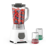 MOULINEX Table Top Blender, 1.5L, 3 in 1, with Grinder & Chopper, 450W, White