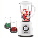 MOULINEX Table Top Blender, 1.75L, 3 in 1, with Grinder & Grater, Glass Jar, 700W, White