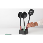 BRABANTIA Kitchen Utensils Set Plus Stand (soup laddle, serving spoon, Skimmer, Spatula with fork)