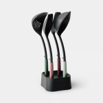 BRABANTIA Kitchen Utensils Set Plus Stand (soup laddle, serving spoon, Skimmer, Spatula with fork)